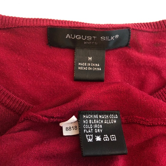 August Silk Knit Red Cardigan Sweater Medium - Picture 11 of 11
